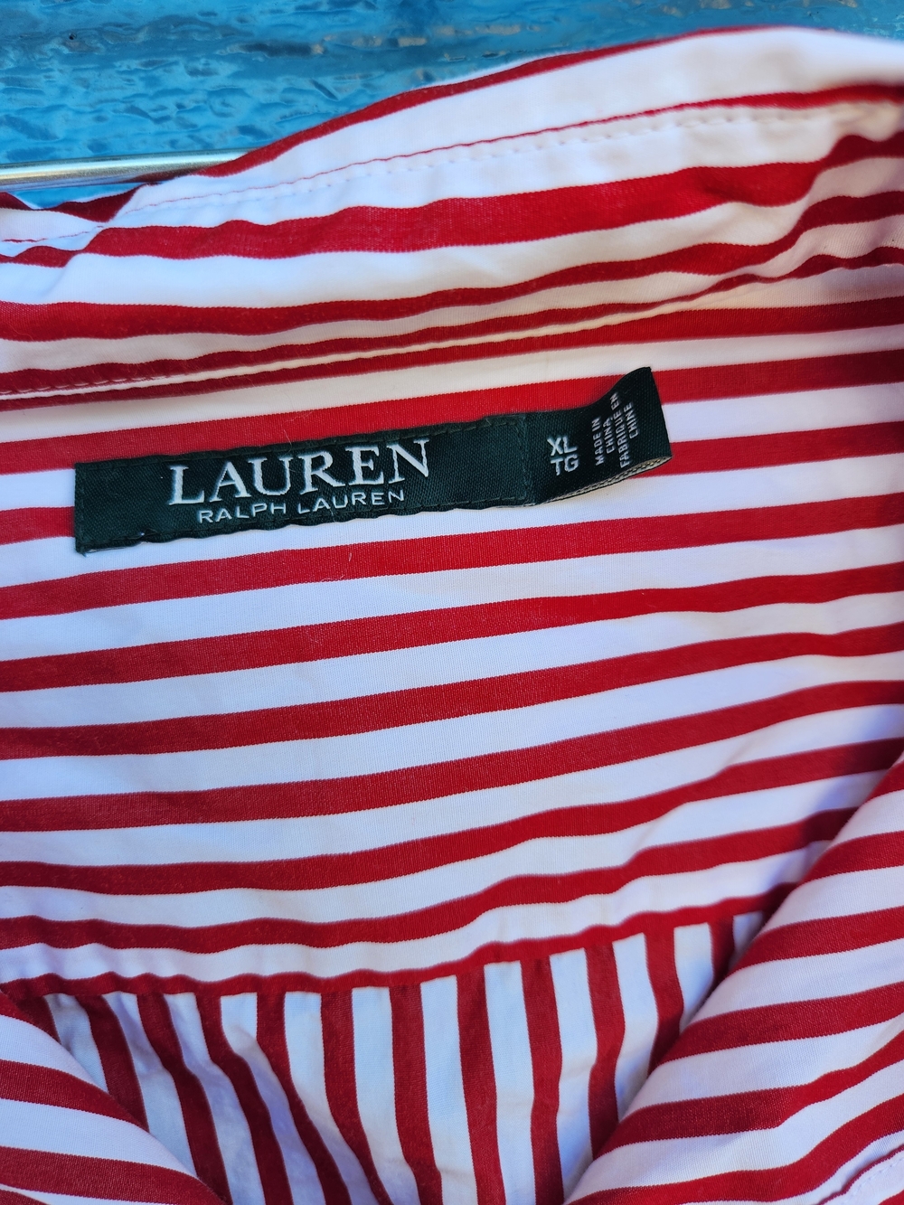 Lauren Ralph Lauren Red and White Striped Button-Front Blouse - Picture 2 of 12